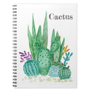 Cactus watercolor cacti Blume Blumenwüste Notizblock