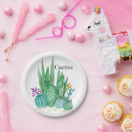 Cactus watercolor cacti Blume Blumenwüste Pappteller (Party)