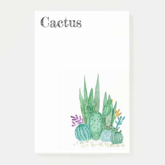 Cactus watercolor cacti Blume Blumenwüste Post-it Klebezettel (Vorderseite)