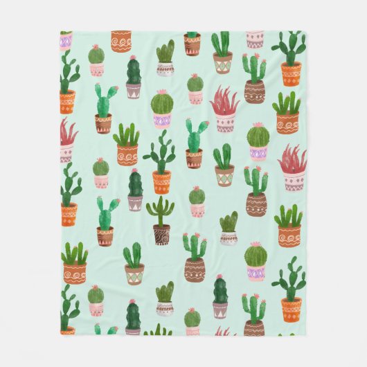 Cactus Watercolor Fleecedecke (Vorderseite)