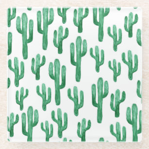 Cactus watercolor: handgezeichnet Abbildung Glasuntersetzer