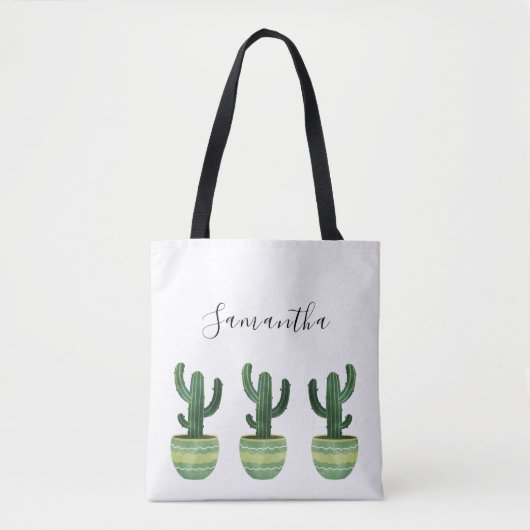 Cactus Watercolor Name Tasche (Vorderseite)