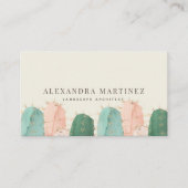 Cactus Watercolor Pink & Gold Visitenkarte (Vorderseite)