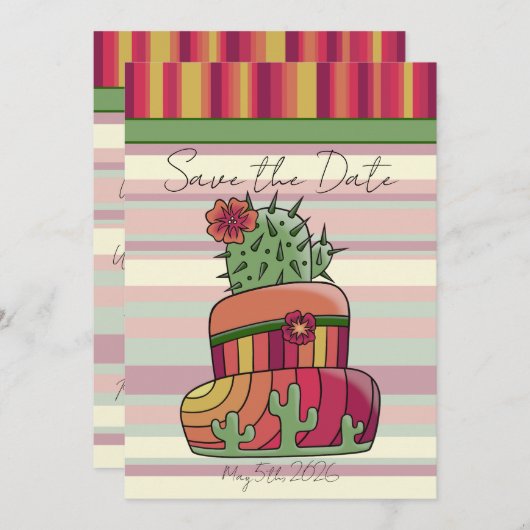 Cactus Wedding Cake "Save the Date" Einladung (Vorne/Hinten)