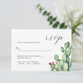 Cactus Wedding Design RSVP Card Karte (Stehend Vorderseite)
