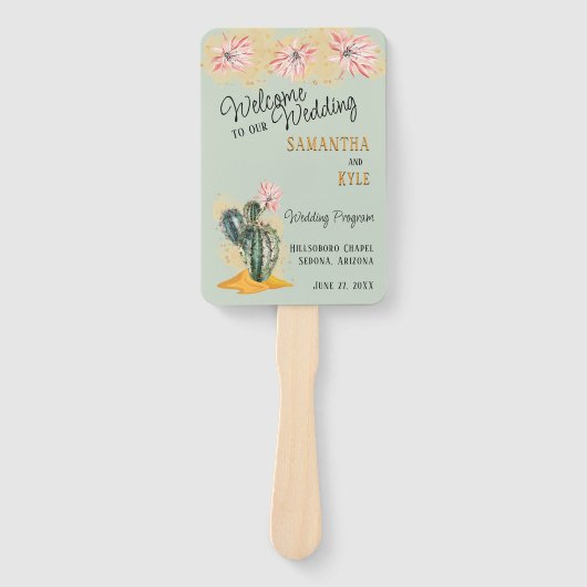 Cactus Wedding Fan Programm Fächer (Vorderseite)