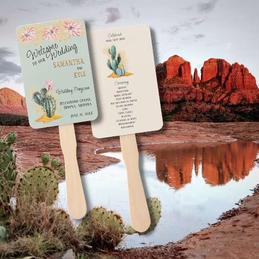 Cactus Wedding Fan Programm Fächer