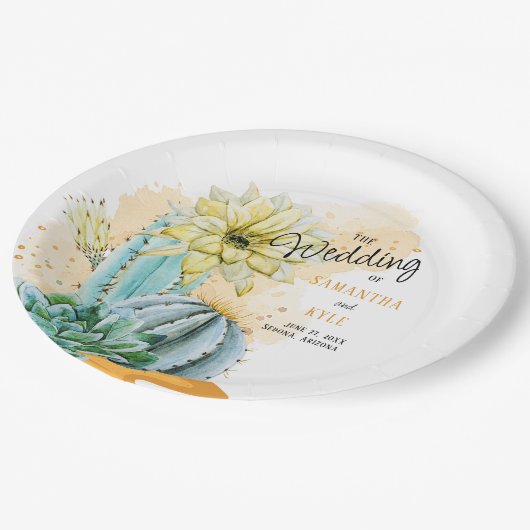 Cactus Wedding Pappteller (Schrägansicht)