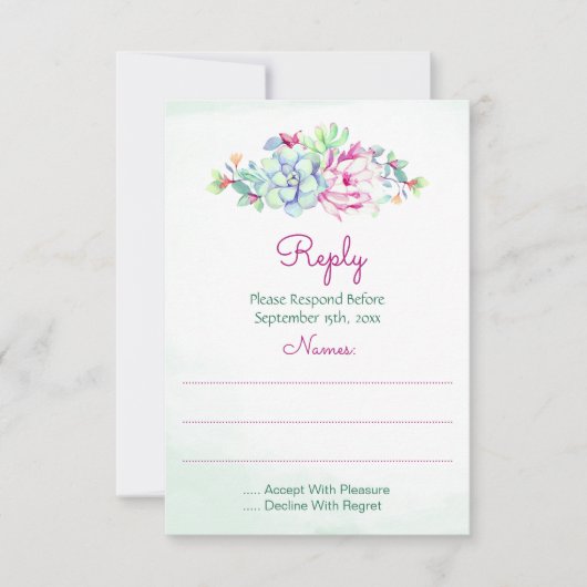 Cactus Wedding Reply Cards RSVP Karte (Vorderseite)