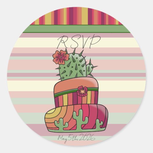 Cactus Wedding "RSVP" Sticker (Vorderseite)