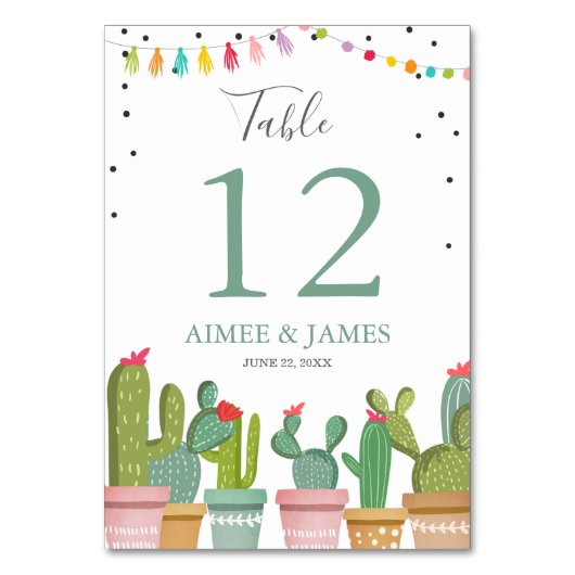 Cactus Wedding Rustic Fiesta Tischnummer Card (Vorderseite)