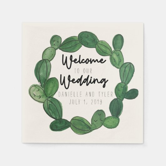Cactus Wedding: Willkommen Serviette (Vorderseite)