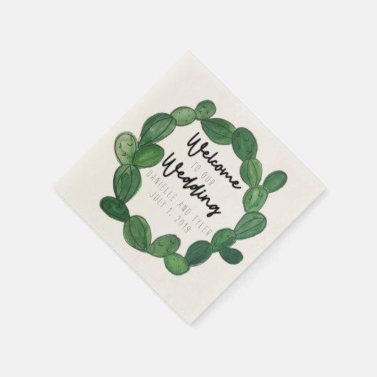 Cactus Wedding: Willkommen Serviette (Ecke)