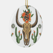 Cactus Western Country Aztec Bull Skull Keramik Ornament (Rechts)
