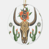 Cactus Western Country Aztec Bull Skull Keramik Ornament (Links)