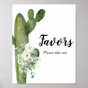 Cactus White Blume Baby Duwer Gefallen Zeichen Poster