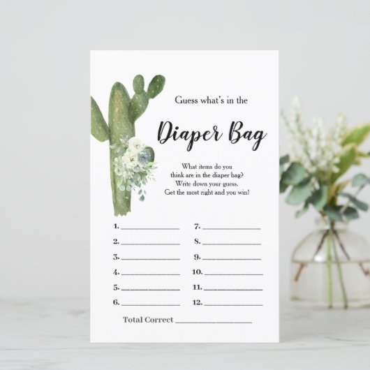 Cactus White Blume Taco über Liebe Windelbeutel (Stehend Vorderseite)