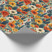 Cactus Wild Blume Red Cream Florals Decoupage Geschenkpapier (Ecke)