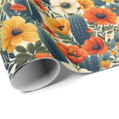 Cactus Wild Blume Red Cream Florals Decoupage Geschenkpapier (Rolleneckpunkt)