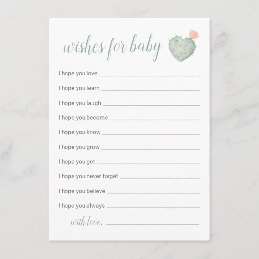 Cactus will Baby Card, Desert Baby Dusche en n Begleitkarte (Vorderseite)