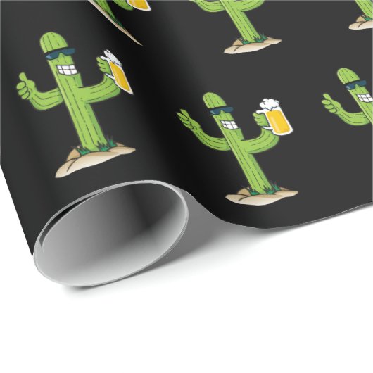 Cactus with Beer Pattern Geschenkpapier (Rolleneckpunkt)