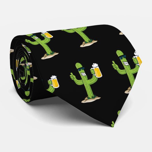 Cactus with Beer Pattern Krawatte (Gerollt)