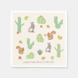 Cactus Woodland Pattern Baby Shower Paper Napkin Serviette