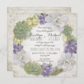 Cactus Wreath Leaf Succulent Wooden Western Boho Einladung (Vorne/Hinten)