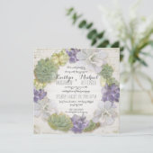 Cactus Wreath Leaf Succulent Wooden Western Boho Einladung (Stehend Vorderseite)