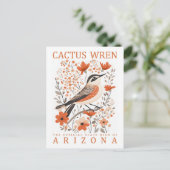 Cactus Wren Bird of Arizona USA Travel Postkarte (Stehend Vorderseite)