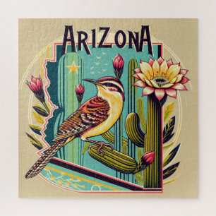 Cactus Wren Bird und Blossom des Saguaro Cactus Puzzle