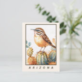 Cactus Wren Desert Bird Arizona State Postkarte (Stehend Vorderseite)