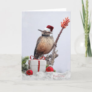 Cactus Wren in Ocotillo 12x18 Christmas Blank Card Dankeskarte