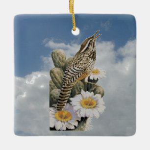 Cactus Wren Keramikornament