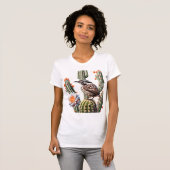 Cactus Wren umgeben von Saguaro Cactus Blossom T-Shirt (Vorne ganz)