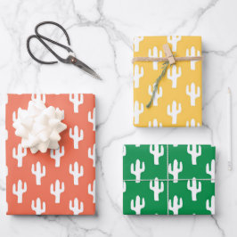 Cactus Yellow Orange Green Südwest Wüste Fun Geschenkpapier Set