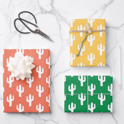 Cactus Yellow Orange Green Südwest Wüste Fun Geschenkpapier Set (Vorderseite)