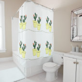 Cactus Yellow Pots Blumenduschvorhang Duschvorhang (Beispiel)