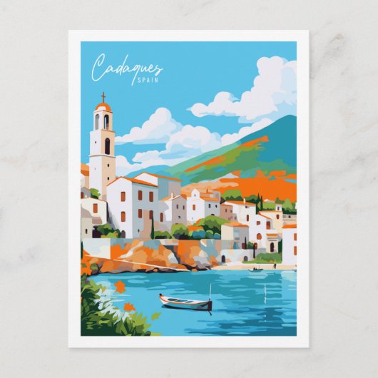 Cadaques Spain Vintage Postkarte (Vorderseite)