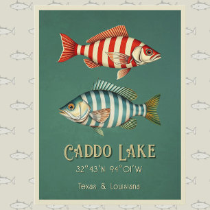 Caddo Lake Texas nautischer gestreifter Fisch Post Postkarte