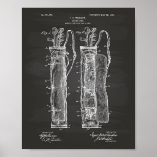 Caddy Bag 1905 Patent Art - Chalkboard Poster