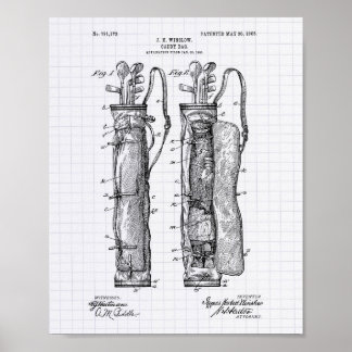 Caddy Bag 1905 Patent Art - Lined Peper Poster