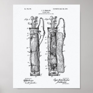 Caddy Bag 1905 Patent Art - Weißes Papier Poster