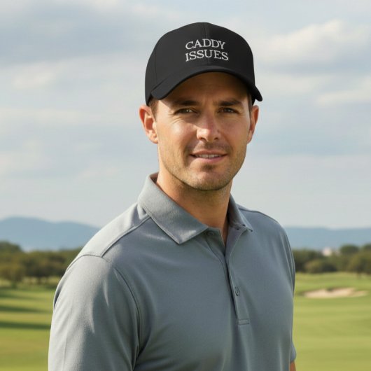Caddy Issues Black & White Golf Hat Bestickte Baseballkappe