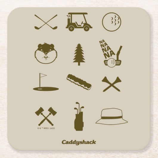 Caddyshack-Icons Rechteckiger Pappuntersetzer (Vorderseite)