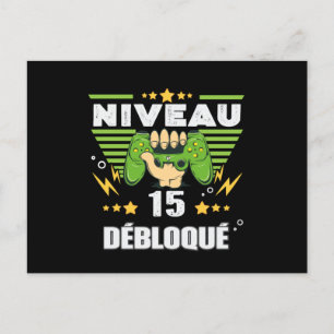 Cadeau 15 ans Anniversaire Gamer Niveau 15 Postkarte