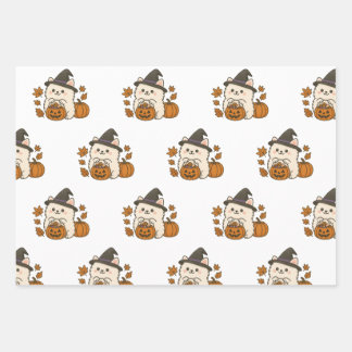 Cadeaupapier Set Halloween / Pomeranian Geschenkpapier Set
