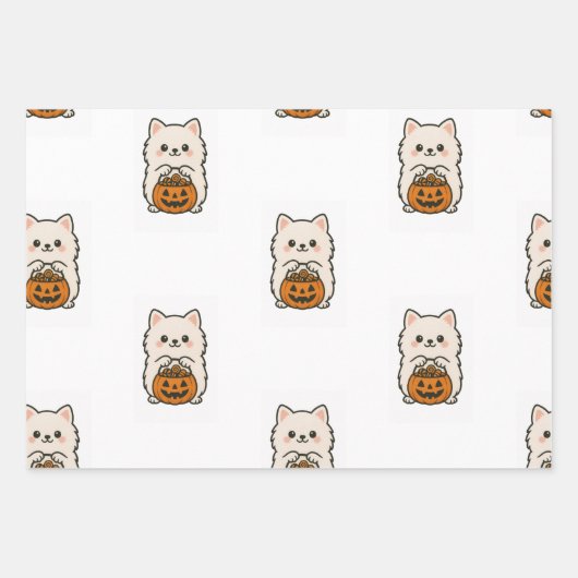 Cadeaupapier Set Halloween / Pomeranian Geschenkpapier Set (Vorderseite)