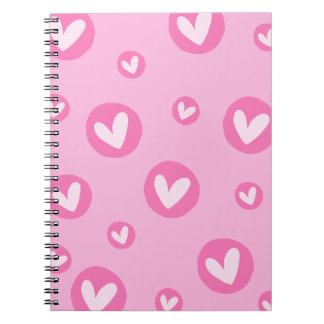Caderno de Espiral com Padrão de Corações Rosa Notizblock