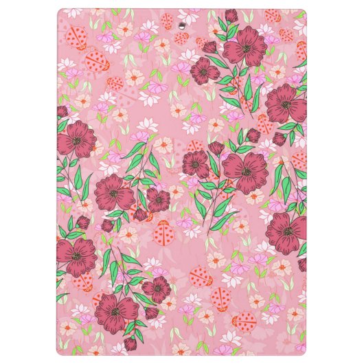 Caderno Espiral com Flores e joaninhas Klemmbrett (Rückseite)